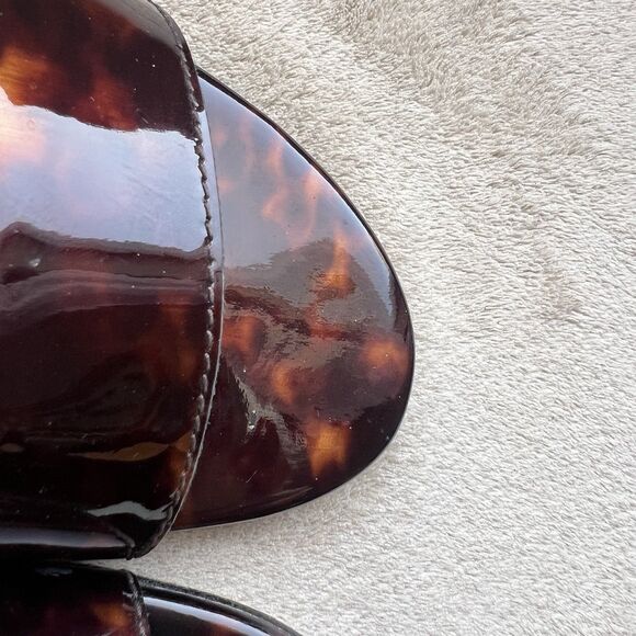 Stuart Weitzman Patent Leather Tortoise High Wedge Heel Sandals Women 10 M - Picture 10 of 16